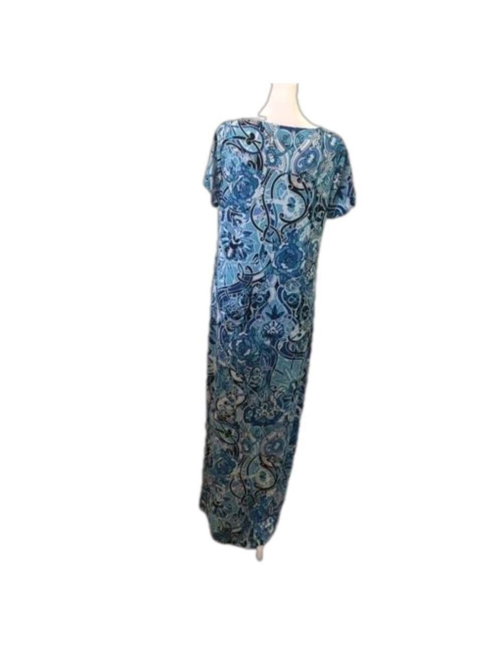 Chico’s Travelers Size 1(8-10) maxi shift dress. Colorful travel comfortable - Picture 4 of 5
